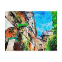 Pintura em aquarela de Drosselgasse Ruedesheim