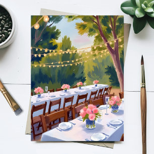 Cartão Postal Pintura em Aquarela de Local de Casamento Floral B