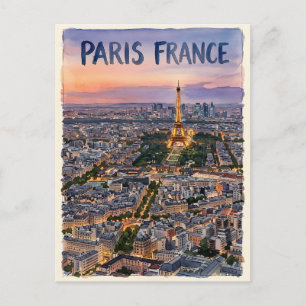 Cartão Postal Pintura em aquarela de viagem de Paris França Esbo