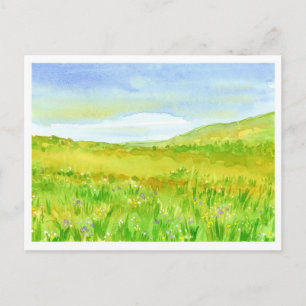 Cartão Postal Pintura em Aquarela de Wildflower Prairie