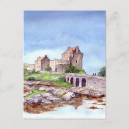 Cartão Postal Pintura em Aquarela do Castelo de Eilean Donan