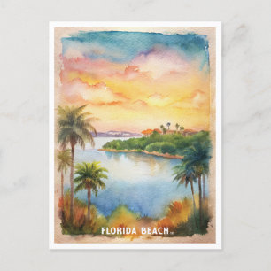Cartão Postal Pintura em Aquarela na Flórida