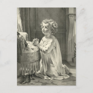 Cartão Postal Pintura em Cute Childs Primeira Ilustração de Oraç