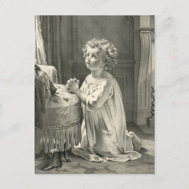 Cartão Postal Pintura em Cute Childs Primeira Ilustração de Oraç (Frente)