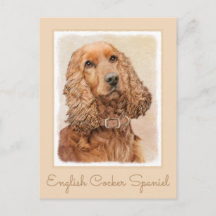 Cartão Postal Pintura em espanhol com Cocker Inglês - Arte Orig