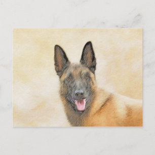 Cartão Postal Pintura em Malinois Belga - Arte Cachorra Original