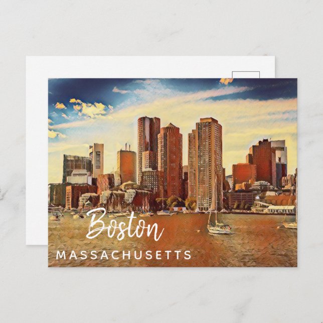 Cartão Postal Pintura em Massachusetts, em Skyline, na cidade de (Frente/Verso)