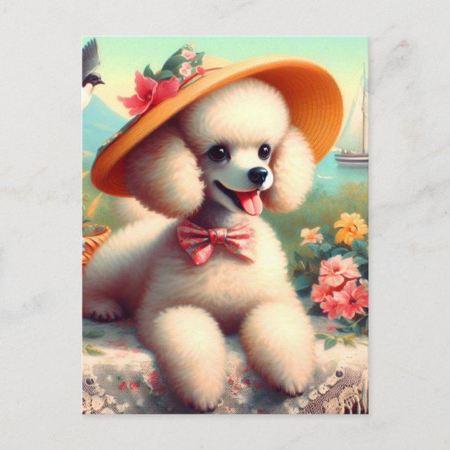 Cartão Postal Pintura em Poodle (Frente)