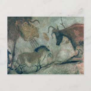 Cartão Postal Pintura em rocha mostrando um cavalo e uma vaca, c