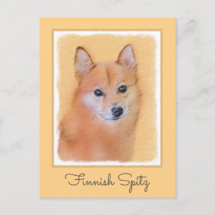 Cartão Postal Pintura em Spitz Finlandês - Arte Cachorosa Origi