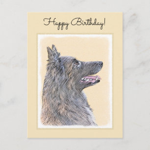 Cartão Postal Pintura em Tervuren Belga - Arte Cachorra Original