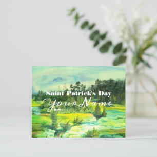 Cartão Postal pintura em vale verde Watercolor