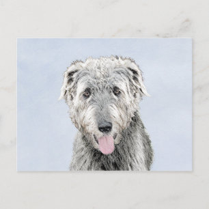 Cartão Postal Pintura em Wolfhound Irlandês - Arte em Cachorro O