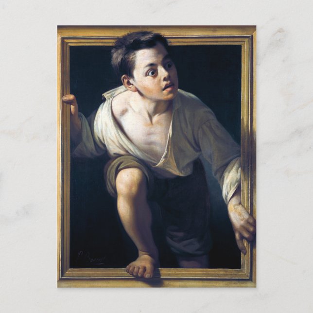 Cartão Postal Pintura "Escapando de la crítica" Trampantojo Art (Frente)