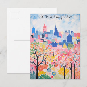 Cartão Postal Pintura Estética da Cidade de Viagem de Leicester