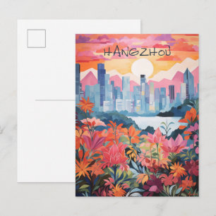 Cartão Postal Pintura Estética da Cidade de Viagens Hangzhou Chi