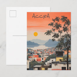 Cartão Postal Pintura Estética de Viagem Cidade Acra Gana