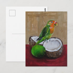 Cartão Postal Pintura Festa Tropical do Lovebird por Alfred Fox