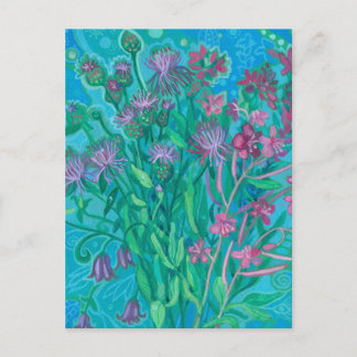 Cartão Postal Pintura Floral Buquê de Flores de Verão Flores Sil