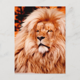 Cartão Postal Pintura Fotográfica Lion Orange African Sky
