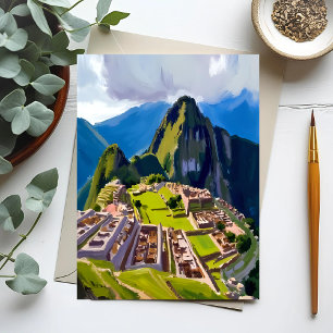 Cartão Postal Pintura Machu Picchu Peru