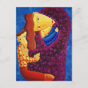 Cartão Postal Pintura Mãe e Filhos