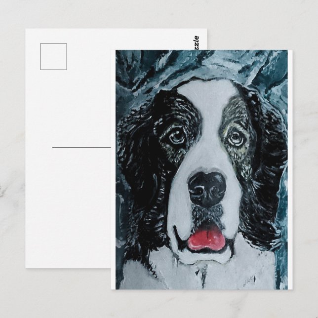 Cartão Postal Pintura Mastiff Pirenéus por Alfred Fox (Frente/Verso)