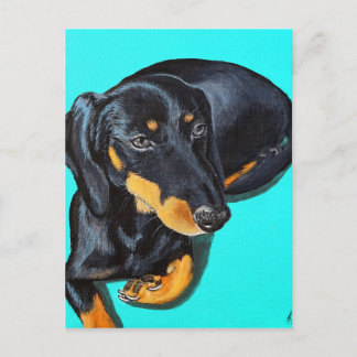 Cartão Postal Pintura Miniatura Dachshund
