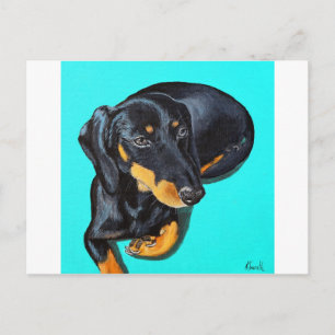 Cartão Postal Pintura Miniatura Dachshund - Disquete