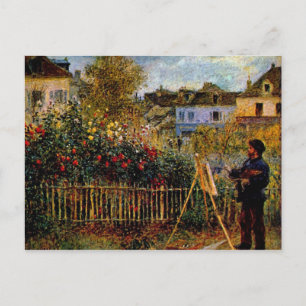 Cartão Postal Pintura monet no seu jardim por Claude Monet