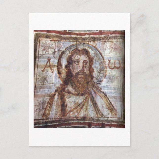 Cartão Postal Pintura mural da catacumba de Commodilla. (Frente)