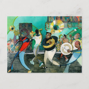 Cartão Postal Pintura musical "New Orleans Jazz"