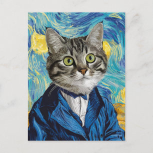 Cartão Postal Pintura na cara de gato engraçada