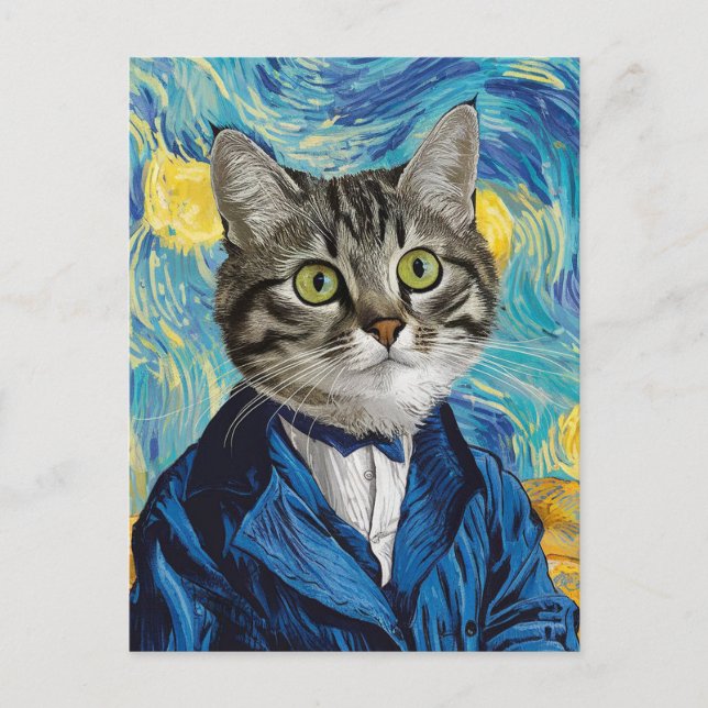 Cartão Postal Pintura na cara de gato engraçada (Frente)