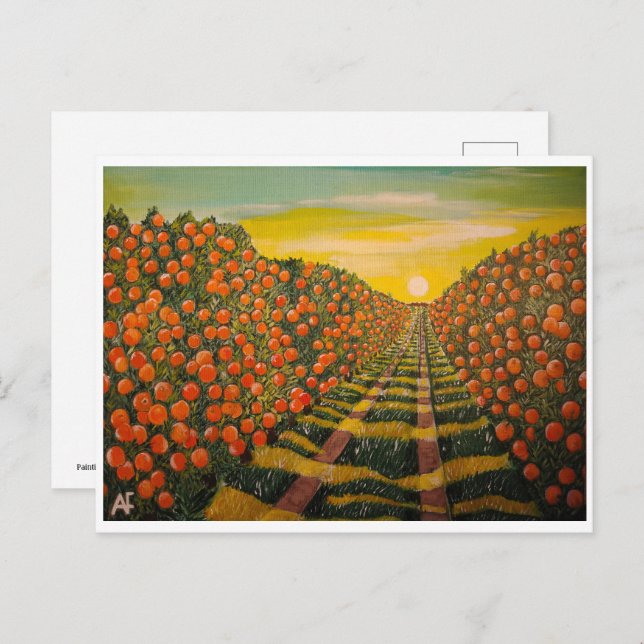 Cartão Postal Pintura Naranjas de Valencia por Alfred Fox (Frente/Verso)
