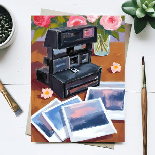 Cartão Postal Pintura Nostálgica aquarela de câmera antiga