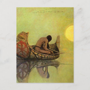 Cartão Postal Pintura ocidental de N C Wyeth “O Pescador Silenci