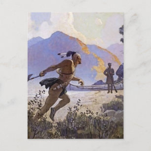 Cartão Postal Pintura Ocidental de N C Wyeth “O Tomahawk”