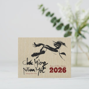 Cartão Postal Pintura Original Cavalo Ano Novo Vietnamita 2026 P