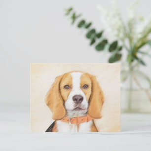 Cartão Postal Pintura Original de Cachorro Beagle Hound Arte Ani