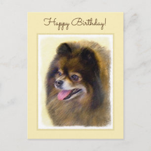 Cartão Postal Pintura original de cão a preto e a bronzeado da P