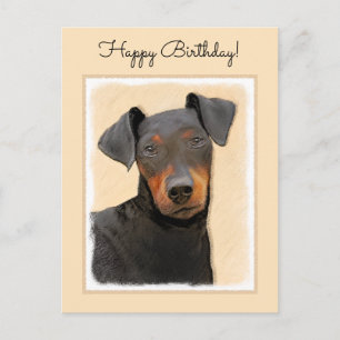 Cartão Postal Pintura Original de Manchester Terrier Arte Animal