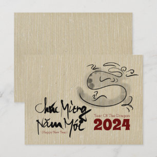 Cartão Postal Pintura Original Dragão Ano Novo Vietnamita 2024