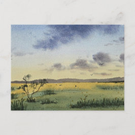 Cartão Postal pintura paisagística em aquarela