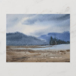 Cartão Postal Pintura paisagística em aquarela
