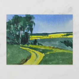 Cartão Postal Pintura paisagística em aquarela