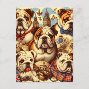 Cartão Postal Pintura para Bulldog em Inglês