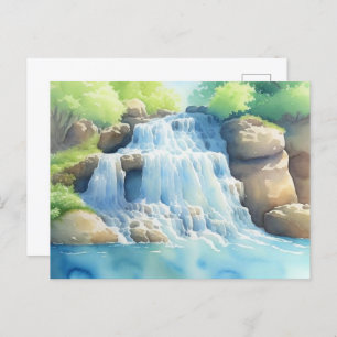 Cartão Postal Pintura Por Aquarela De Uma Cama Em Cascata