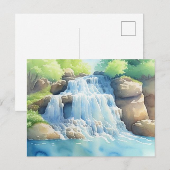 Cartão Postal Pintura Por Aquarela De Uma Cama Em Cascata (Frente/Verso)