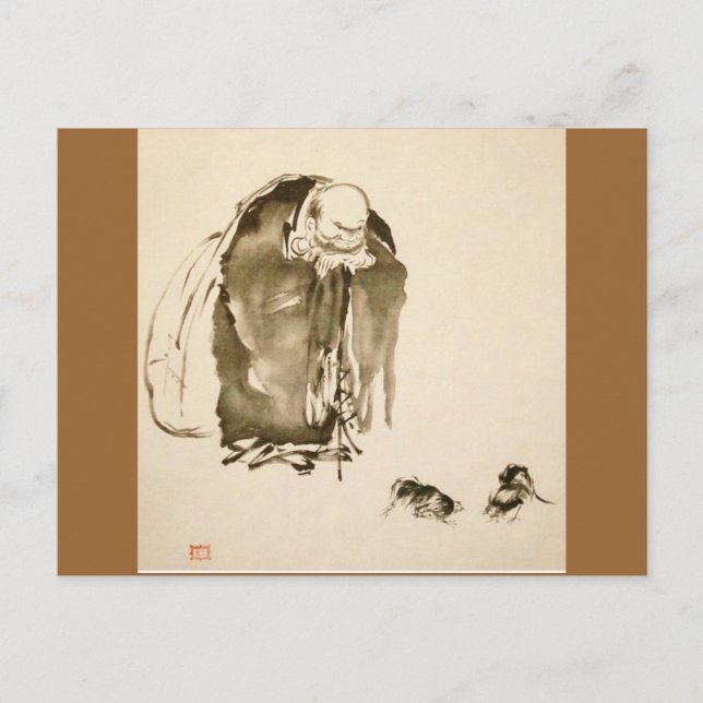 Cartão Postal Pintura por Miyamoto Musashi, C. 1600's (Frente)